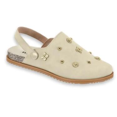 Imagem de Clog Moleca Feminino Sapato Mule Canoa Conforto 5743.211 Cor:Branco Of