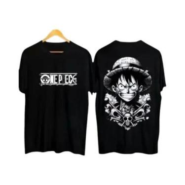Imagem de Camiseta Branca Masculina De Manga Curta One Piece Distro, Melhor Vend
