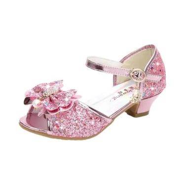 Imagem de Sandálias De Princesa Para Meninas Em 5 Cores Com Laço E Salto Alto, S