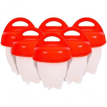 Imagem de Forma De Cozinhar Ovo Sem Casca Silicone 6 Unidades Molde Forma Egglettes Egg Boil Prático