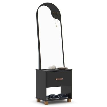 Imagem de Toucador Com Espelho 1 Gaveta Nicho E 2 Ganchos Oranix Preto