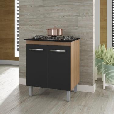 Imagem de Balcão Para Cooktop Jade 5 Bocas 2 Portas Moblis Cor:savana Preto