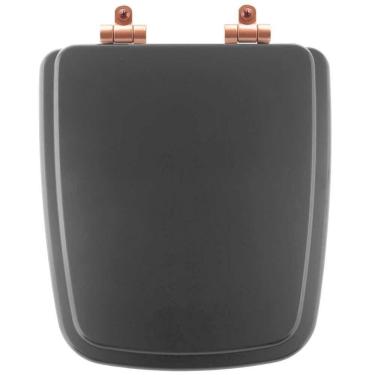 Imagem de Assento Sanitário Poliéster Soft Close Boss Onix (preto Fosco) Para Vaso Incepa Com Ferragem Rose Gold