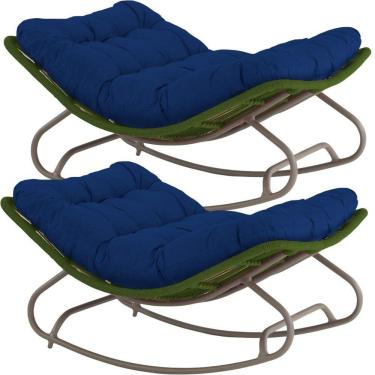 Imagem de 2 Poltronas Balanço Vienacorda Náutica Trama Original Verde Musgo