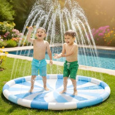 Imagem de Tapete de Água Infantil Splash Pad Piscina com Jatos de Água para Crianças Nash Azul