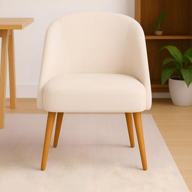 Imagem de Banqueta Poltrona Lua Bege Para Recepção Atendimento Penteadeira