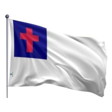 Imagem de Bandeira Cristã do Cristianismo Dupla Face Estampada Tamanho 90x128cm 