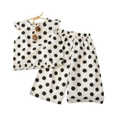 Imagem de Conjunto De Blusa Sem Mangas Com Bolinhas E Calças Largas Para Bebês M