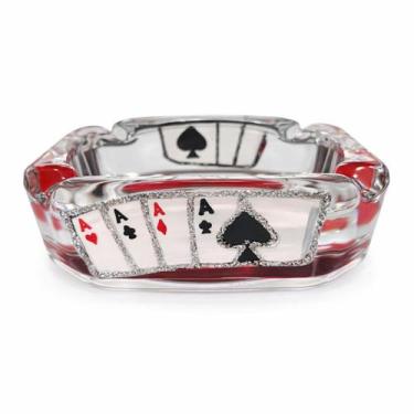 Imagem de Cinzeiro Zé Pelintra Baralho Vidro Pintado 8,5 cm 4 Apoios - Lua Místi