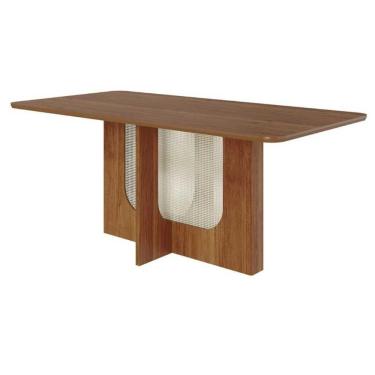 Imagem de Mesa De Sala Jantar Louise C/ Tampo Madeirado 180x90cm Cinamomo - Cimol