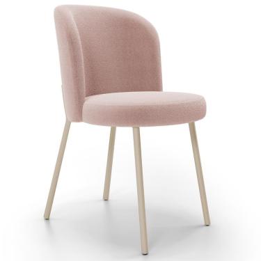 Imagem de Cadeira Para Sala De Jantar Cozinha Estofada Gavi Arena L02 Bouclê Rosê - Lyam Decor