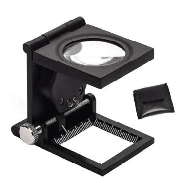 Imagem de Lupa Calibragem Conta Fios Alumínio Com Luz Ampliação 10x Escala 25mm 