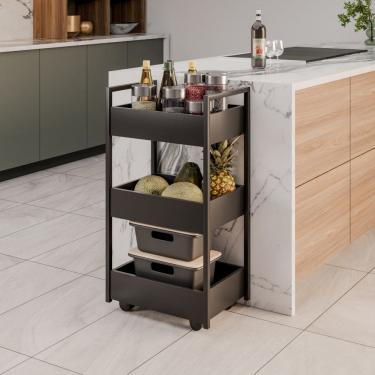 Imagem de Fruteira Carrinho com 3 Cestas Laís Preto Maderatto Móveis