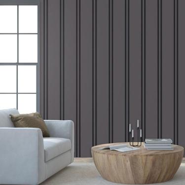Imagem de Papel De Parede Efeito Ripas Cinza Lavável Adesivo Escuro