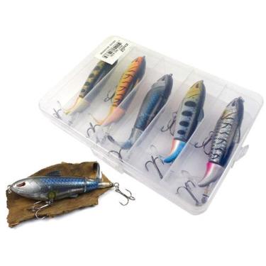 Imagem de Kit 5 Iscas Artificiais Hélice Whopper Popper Top + Estojo - Cmik