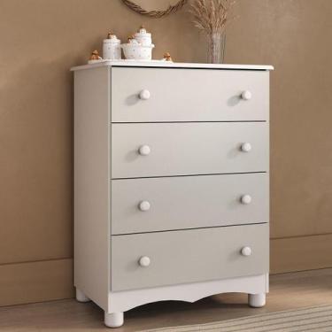 Imagem de Cômoda Infantil 65cm com 4 Gavetas Dengo Multimóveis MP4409, Branco/Of