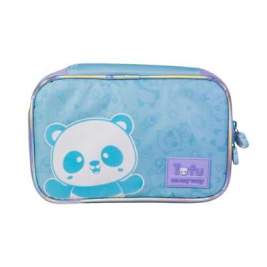 Imagem de Estojo Box Panda Escola Juvenil Meninas Holográfico Azul