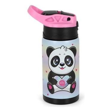 Imagem de Garrafa Infantil Meninas Panda Up4You Aço Inox 500Ml - Luxcel