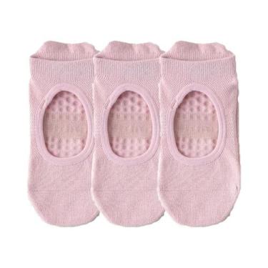 Imagem de Meias Antiderrapantes Para Yoga, Pilates E Dança Femininas Com Alças P