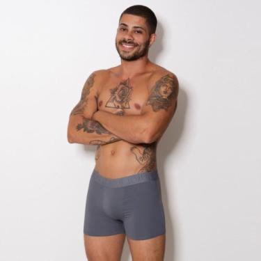 Imagem de Cueca Boxer de Microfibra Elástico Bordado Cor:Cinza ChumboTamanho:GG 