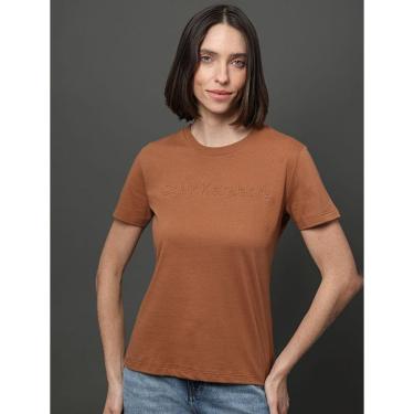 Imagem de Camiseta Bordado Alto Relevo Calvin Klein Jeans Havana-Feminino
