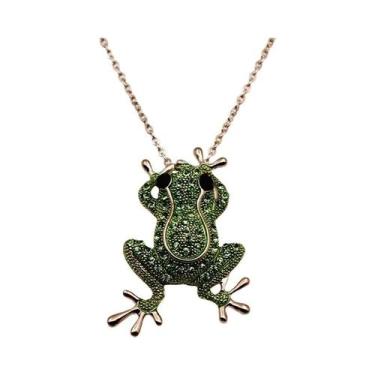 Imagem de Broche de sapo de cristal verde luxuoso, broches de animais para mulhe