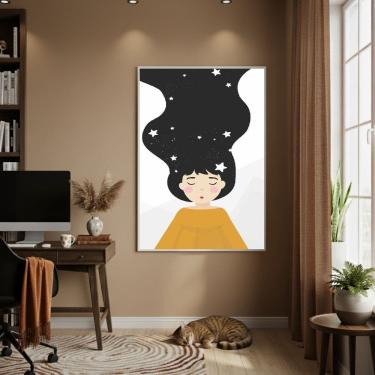 Imagem de Quadro Decorativo Cabelo Imaginário 70x50cm Mold Branca