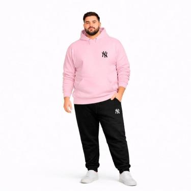 Imagem de Conjunto de Moletom Plus Size Blusa Canguru e Calça de Frio G1 a G5 Tamanho Especial Confortavel-Masculino