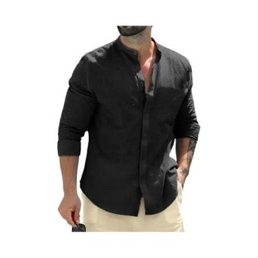 Imagem de Camisa Masculina De Algodão De Manga Comprida Para Outono, Respirável,