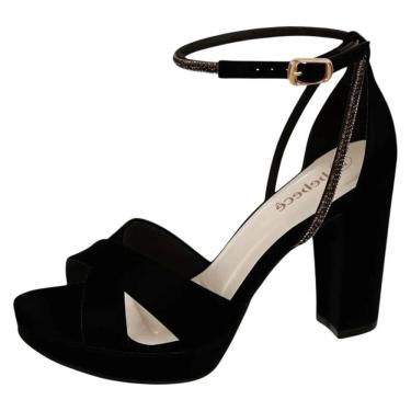 Imagem de Sandalia Feminina Confortavel Strass Salto Alto Bloco Bebece