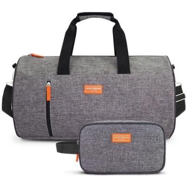 Imagem de Kit Bolsa De Viagem- Academia, Necessaire C- Alça Vibe - Preto Cinza -