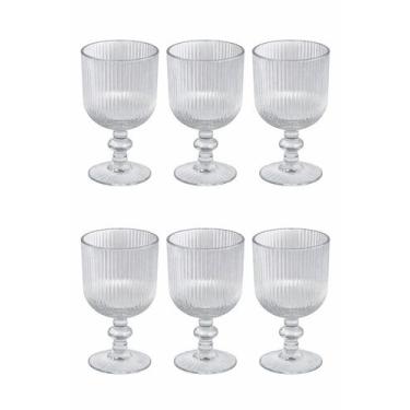 Imagem de Conjunto 6 Taças de Vidro 380ml Copos Elegantes para Água Suco Vinho M
