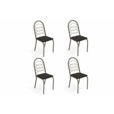 Imagem de Kit 4 Cadeiras de Cozinha Holanda 4C009NK 4 Un Níquel/Courano Preto - 