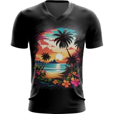 Imagem de Camiseta Gola V Praia Paradisíaca Vintage 21 - Kasubeck Store®, Baby L