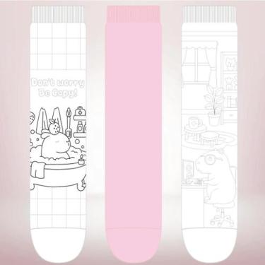 Imagem de Kit 3 Pares Meia Capivara Soquete Feminina Adulto Infantojuvenil 34 a 