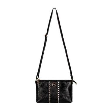 Imagem de Bolsa pequena transversal de couro croco Ágata-Feminino
