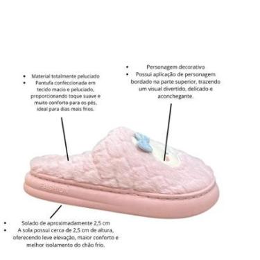 Imagem de Pantufa Peluciada Personagem Inverno Quentinha Solado Rosa U-Unissex