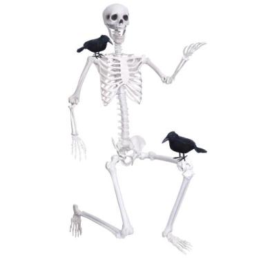 Imagem de Figura Wocst Esqueleto Posable de 185 cm con 2 Corvos Negros