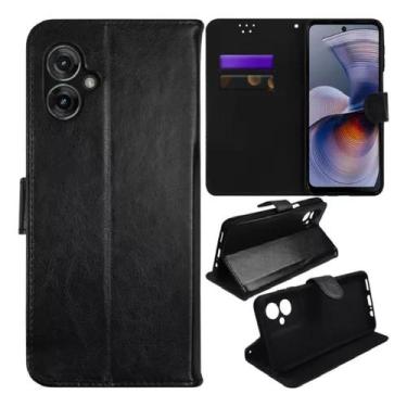 Imagem de Capa Carteira Preta + Pelicula de Vidro 3D Para Motorola G55 - R&M ACE