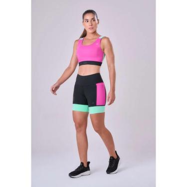 Imagem de Bermuda Grit Bossa 15cm Ind Authen Preto/Pink Fluor/Verde-Feminino