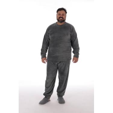 Imagem de Pijama Masculino Adulto Boss Fleece Soft Victory Plus Size, Chumbo, 52