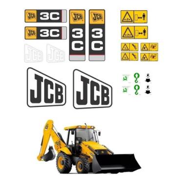 Imagem de Kit de Adesivos Vinil Automotivo Compatível JCB 3C - SPTS