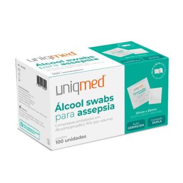 Imagem de Álcool Swab Lenço Umedecido (UNIQMED) - Caixa com 100 Unidades