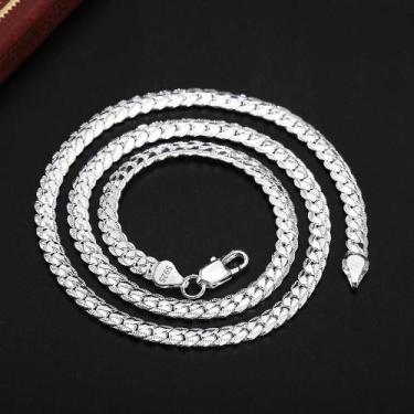 Imagem de Colar Lateral Completo 6mm - Ouro 18k e Prata - 8, 18, 20 e 24 Polegad