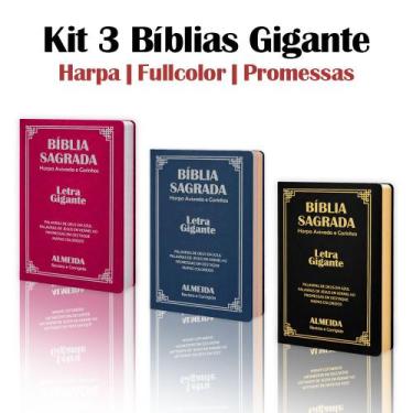 Imagem de Kit 3 Biblias Sagrada Letra Gigante - Palavras de Jesus em Vermelho - 