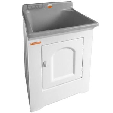 Imagem de Gabinete Tanque de Lavanderia 40L Lavar Roupas Área de Serviço Cinza S