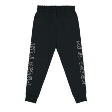 Imagem de Calça Infantil Masculino Moletom Pelúciado Kyly, Preto escrita, 10