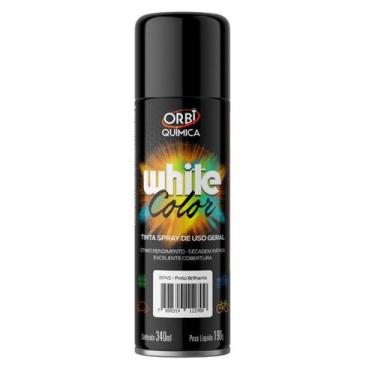 Imagem de Tinta Spray Uso Geral White Color Preto Brilhante - 340ml - Orbi Quími