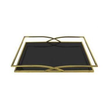 Imagem de Bandeja Retangular Dourada Envelhecido 40X24X 5 cm - Adely Decor By Da