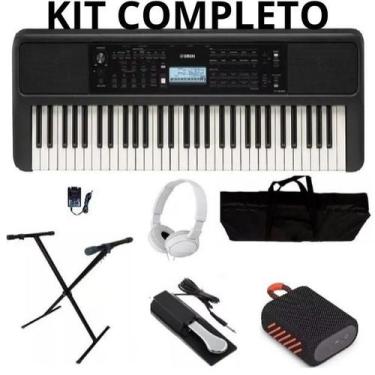 Imagem de Kit Teclado Yamaha Psr e383 Capa Pedal Suporte X